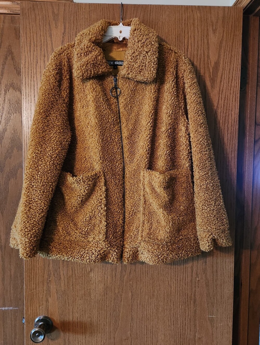 Steve Madden Women's Camel Teddy Zip Jacket